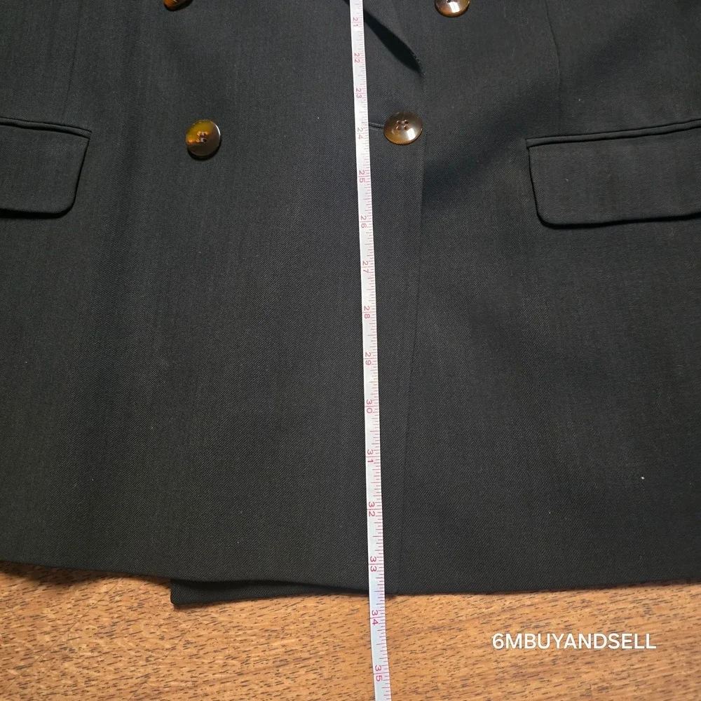 VTG Yves Saint Laurent Mens Double Breasted Blazer Black Wool Made in France M-L
